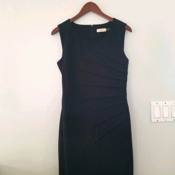Calvin Klein black dress with flared side ruching - Picture 1 of 4